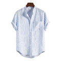 2022 Best Cotton Stripe Short Sleeve Shirts for Men Support Wholesale&Custom