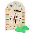 Children's Wooden Early Education Calendar Clock Baby Boy and Girl Time Weather Date 5-in-1 Teaching Clock Cognitive Puzzle Toy