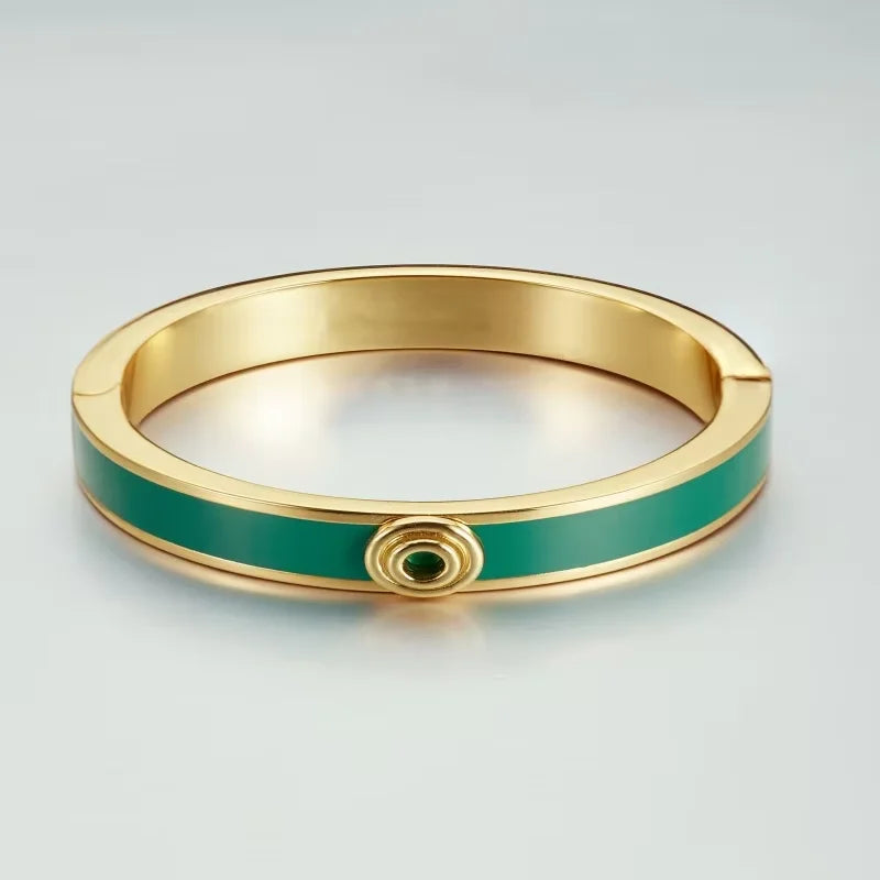 Wholesale 18K Thick Gold Plated Simple Fashion Style Enamel Bracelets Bangles Simple Jewelry Women for Girls