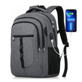 Grey Large Capacity Girls' Boys' Book Bag for High School With Laptop Compartment and Usb Charging Port