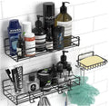 3-Pack Corner Shower Basket Shelf with Soap Holder Modern Rustproof Black Bathroom Wall Mounted Shower Storage Organizer