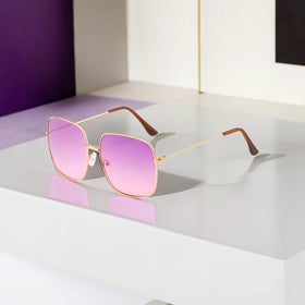 2026 Popular Fashion for Lady Sunglasses Square Alloy Frame Unisex Rose Gold Color Sunglasses