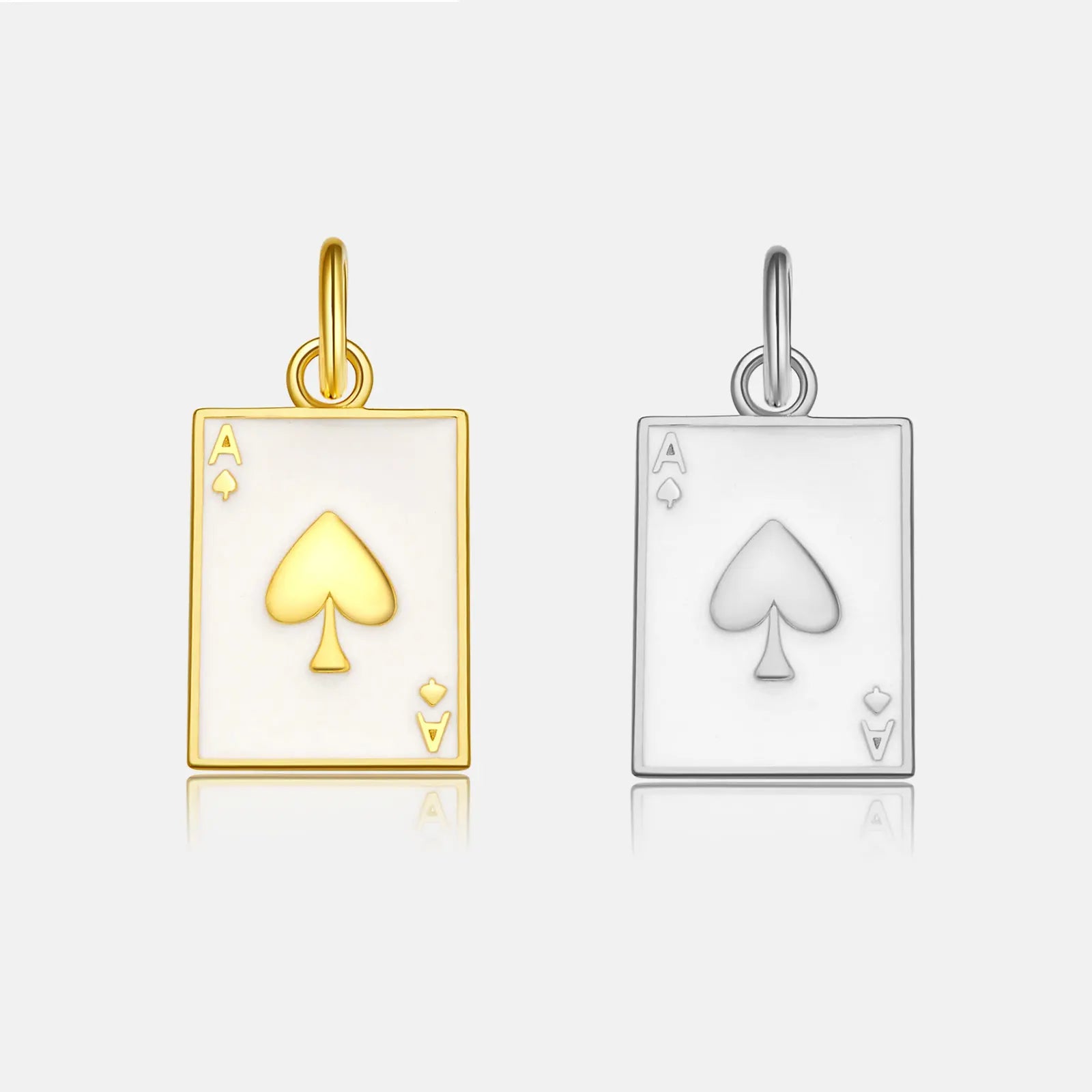 FUAMAY Exquisite Poker Cards Charms Colgantes Gold Plated Enamel Ace of Spade Heart Club Enamel Charms Necklaces