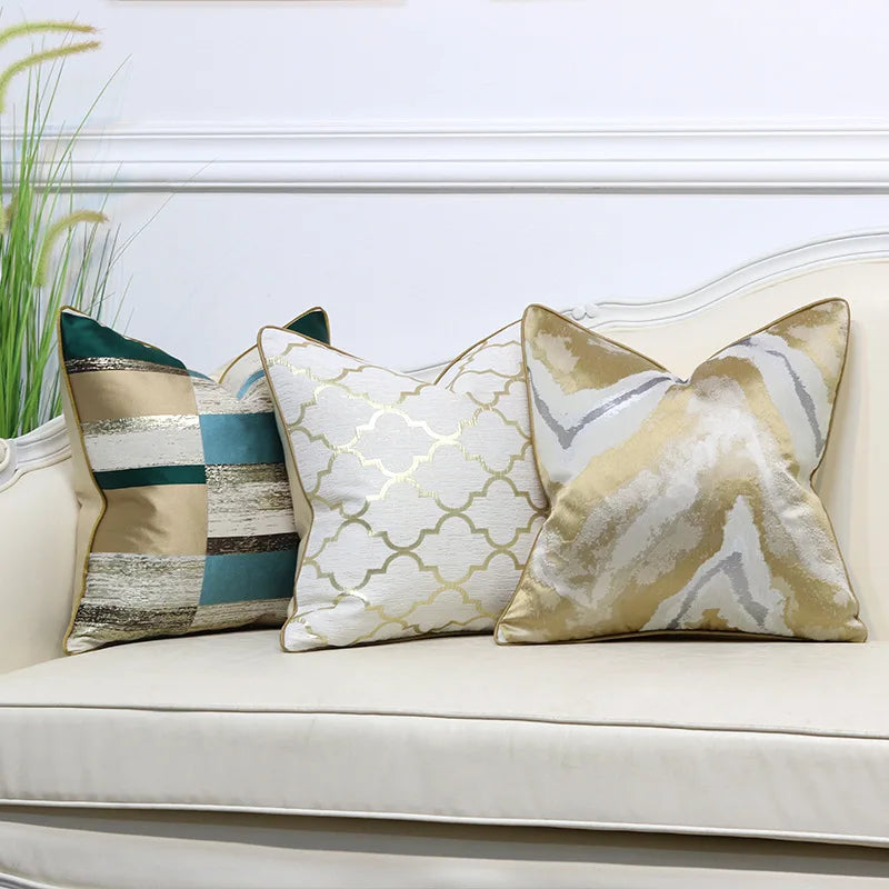 18x18 Inch Modern Luxury Geometric Marine Stitching Throw Cushion Cover with Piping Hotel Use Home Decoration