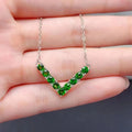 Summer 925 Sterling Silver Pendant Necklace for Women Low MOQ Long Chain Natural Diopside Gold & Rhodium Plated Gift