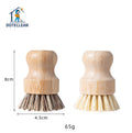 Eco-friendly Bamboo Sisal Palm Round Cleaning Brush Dish Scrubbing Kitchen Gadgets for Pot and Vegetable Cleaning