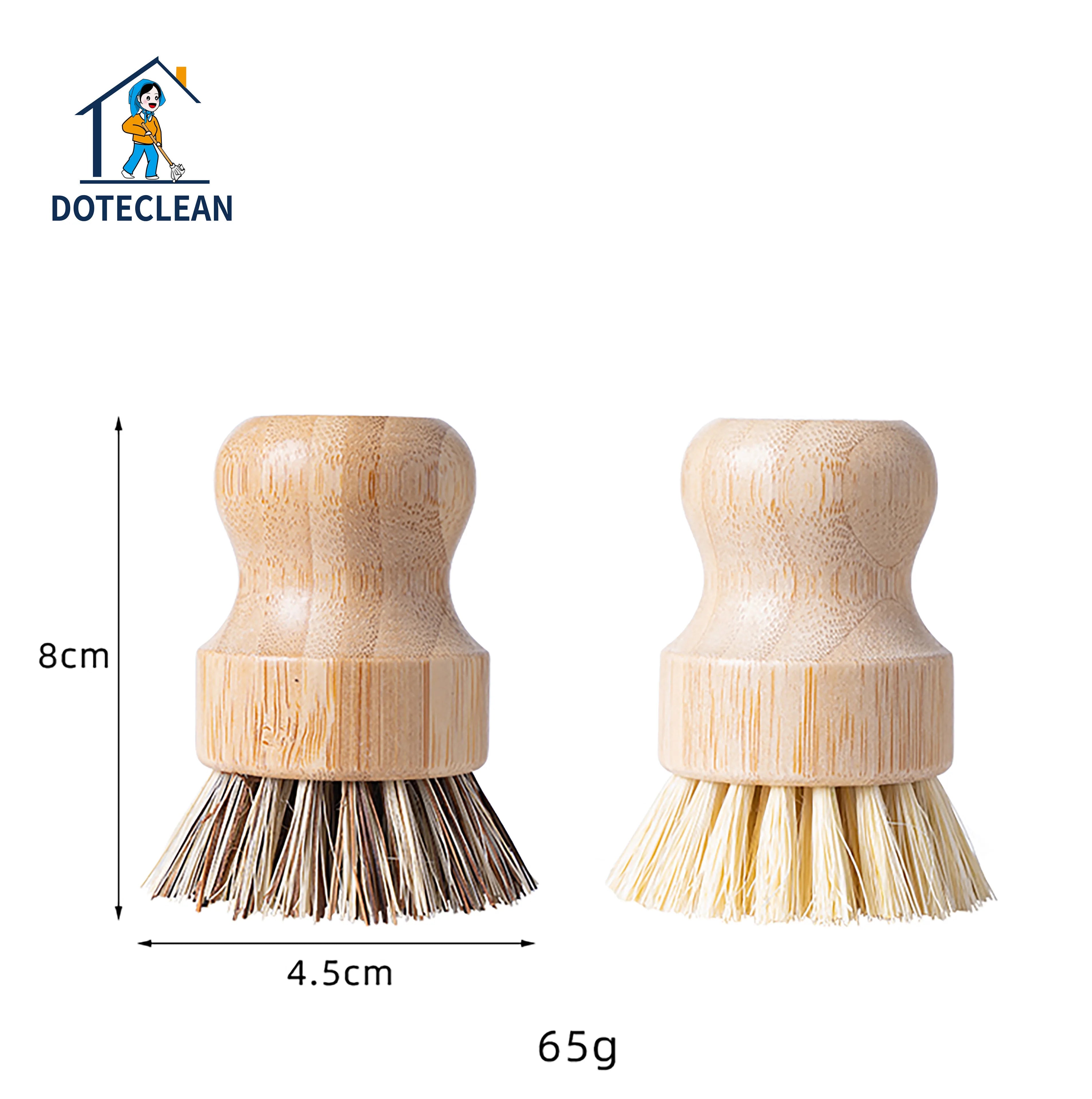 Eco-friendly Bamboo Sisal Palm Round Cleaning Brush Dish Scrubbing Kitchen Gadgets for Pot and Vegetable Cleaning