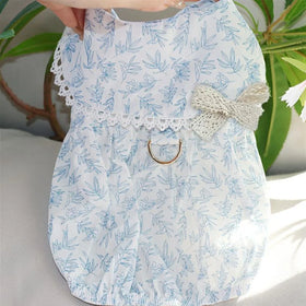 Dog Clothes Summer Thin With Leash Buckle French Floral Fairy Skirt New Style Pet Bichon Teddy Cat