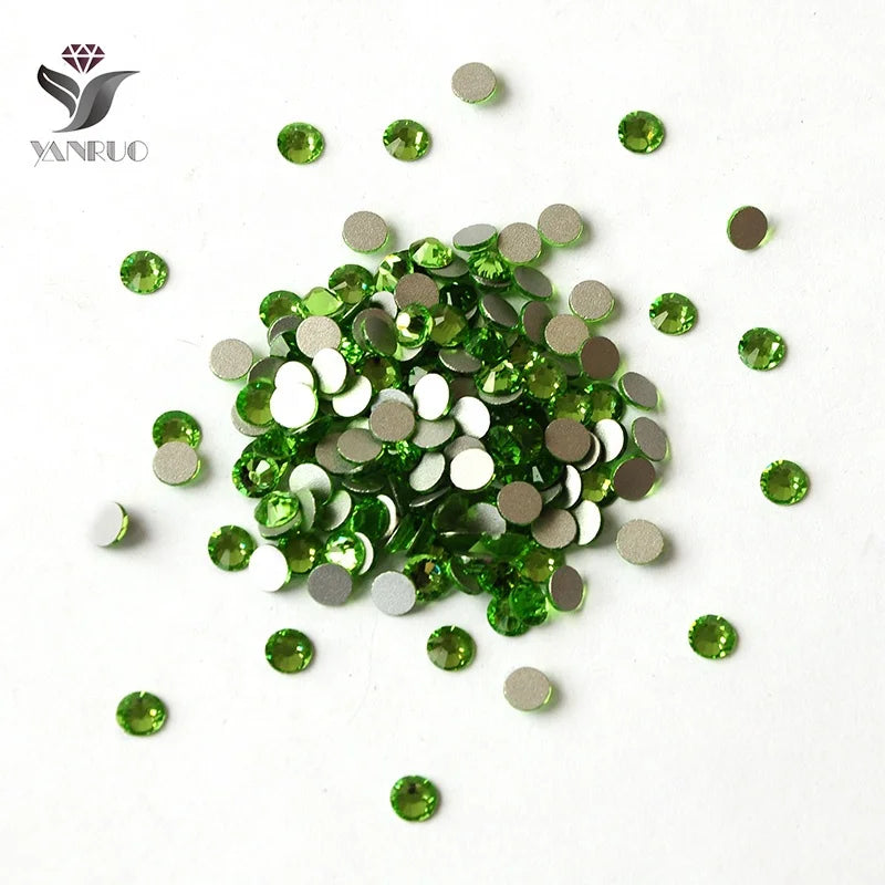Peridot High Quality Ss6/ss8/ss10/ss16/ss20/ss30 Flat Back Glass Stone Crystal Diamond Rhinestones Without Glue