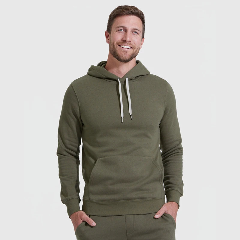 Custom Men's Mid-Weight Ecosmart Fleece Embroidered Lined Pullover Hooded Sweatshirt for Winter Clothing Store in China