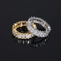 Fashionable 18k Gold Plated  Wedding Ring Women Jewelry Iced Out Silver White Gold Plated Cubic Zirconia Tennis Ring