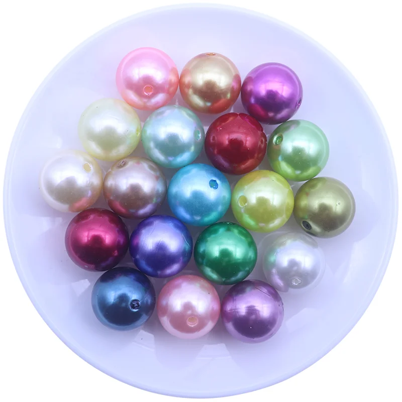 Wholesale Fashion 20MM Loose Mixed Color Bubblegum Imitation ABS Pearl Beads Plastic Chunky Pearl Bead for Pen Beads