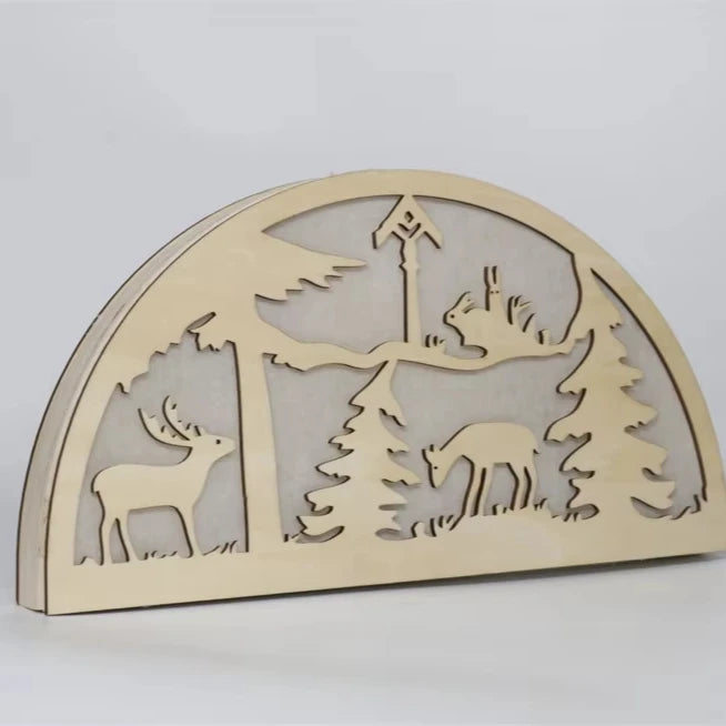 2024 the New Model Can Be Customized Carved Fine LED Light Wooden Night Light Will Glow Wood Light Box