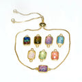 Factory Price Colorful Opal Gold Plated 2 Loops Brass Connectors Charms for Bracelet Necklace Earring Making