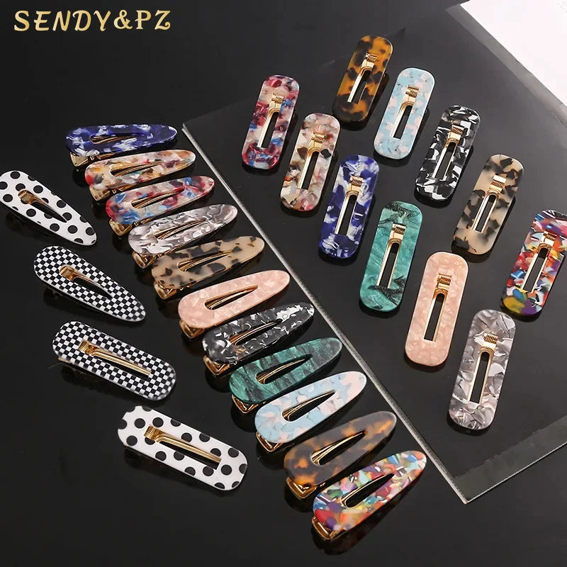 Wholesale Hot Sales New Colors Acrylic Hair Clips with Small MOQ Rectangular Hollowed-out Acetate Hair Clips for Women
