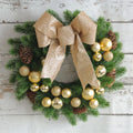 Christmas Home Decor Door Hanging Decorations Artificial Bows Christmas Balls Flower Wreath