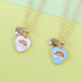 BFF Best Friend Forever Pendant Necklace for Two Rainbow Heart Necklace Gold Plated Jewelry