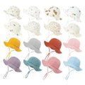 Adjustable Cotton Bucket Hat for Baby Girls UPF 50+ Kids Beach Hat with Wide Brim for Outdoor Fishing and Parties 0-12 Months
