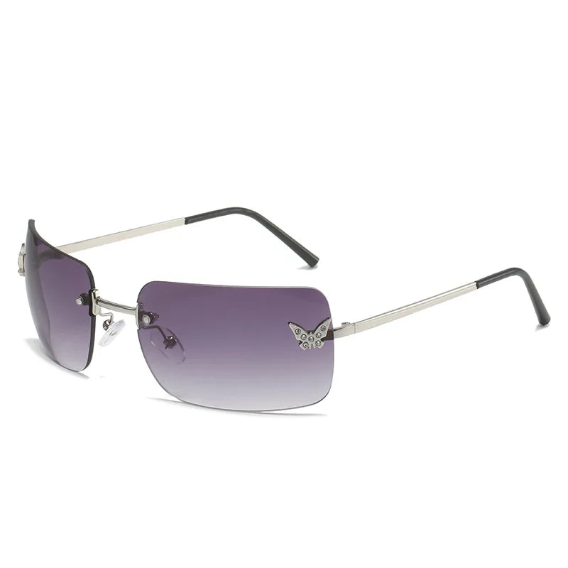 New Classic Luxury Y2k Sunglasses Women 2023 Fashion Frameless square Diamond Shades Uv400 Custom Own logo Lentes De Sol
