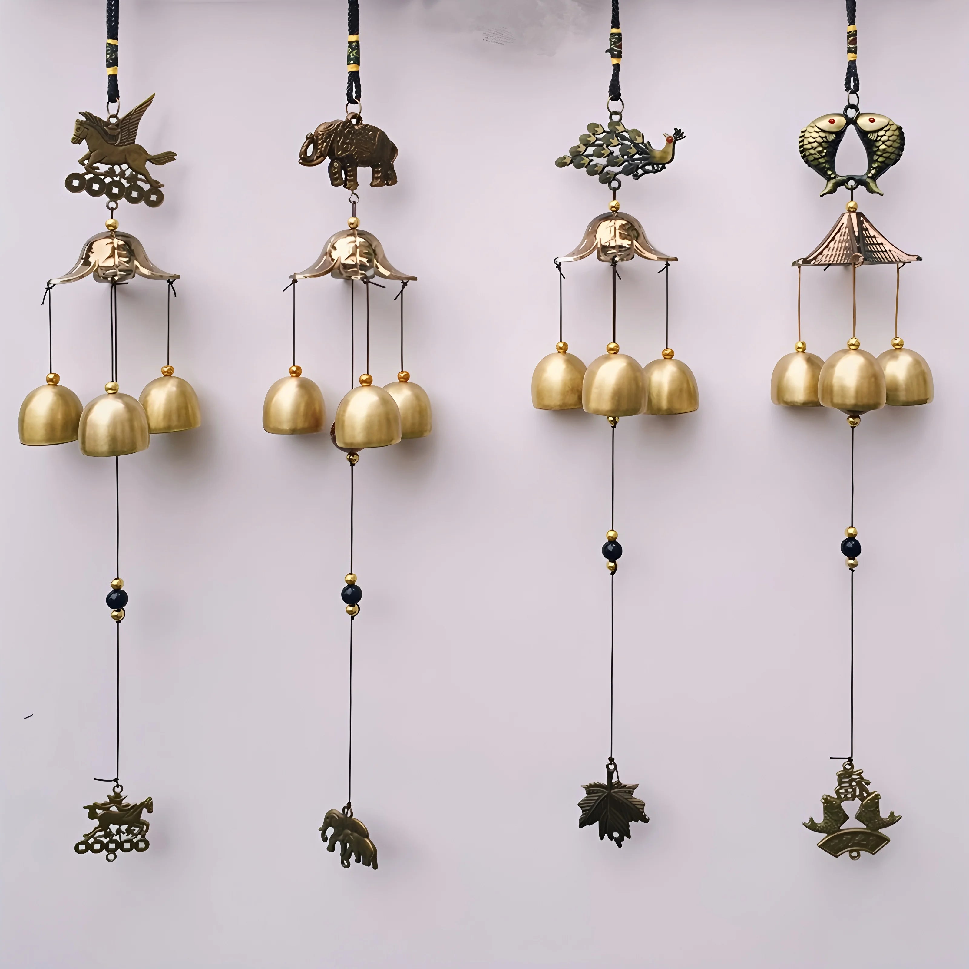 Lucky Wind Chime Metal Lucky Wind Chime Windchime Hanging Bell Dragon Peacock Good Luck Wealth Bless Home Garden Patio Decor