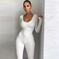 2021 New Arrivals Autumn Solid Stretchy Bodycon Rompers Womens Jumpsuit Polyester / Nylon Women One Piece Jumpsuits