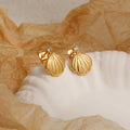 YF3884 Minimalist Stainless Steel Jewelry 18k Gold Plated Fan Shaped Shell Ocean Wind Zircon Women Earrings Non Tarnish