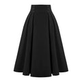 Summer Ladies Swing Buttons Decorated Elastic Skirts High Waist Elegant Retro Pleated Skirt