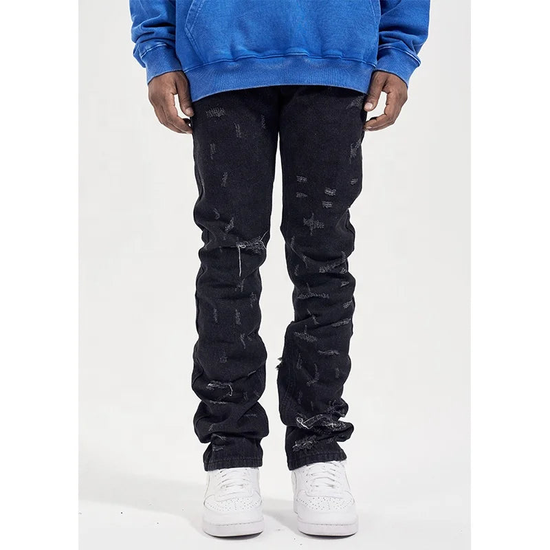 Custom Label Trousers for Men Drop Ship Boys Men Streetwear Stock Denim Men Jeans Pants