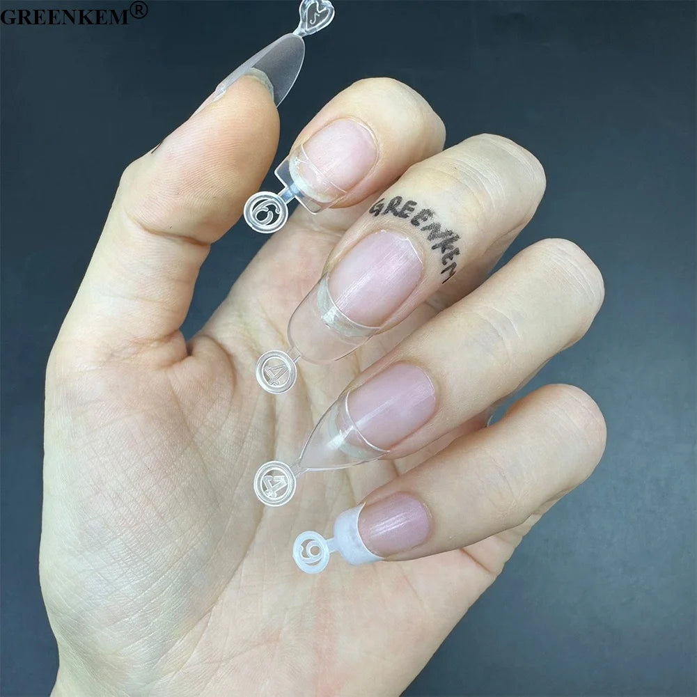 Nail 600 Pcs Box Clear Natural Crescent Short XS Acrylic Almond Round Triangle Square Half Moon Nail Tips