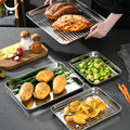 Stainless Steel Baking Sheet with Cooling Grid Rack Set Metal Bake Pan Grill Cookie Roasting Tray Draining Oil Bbq Plate