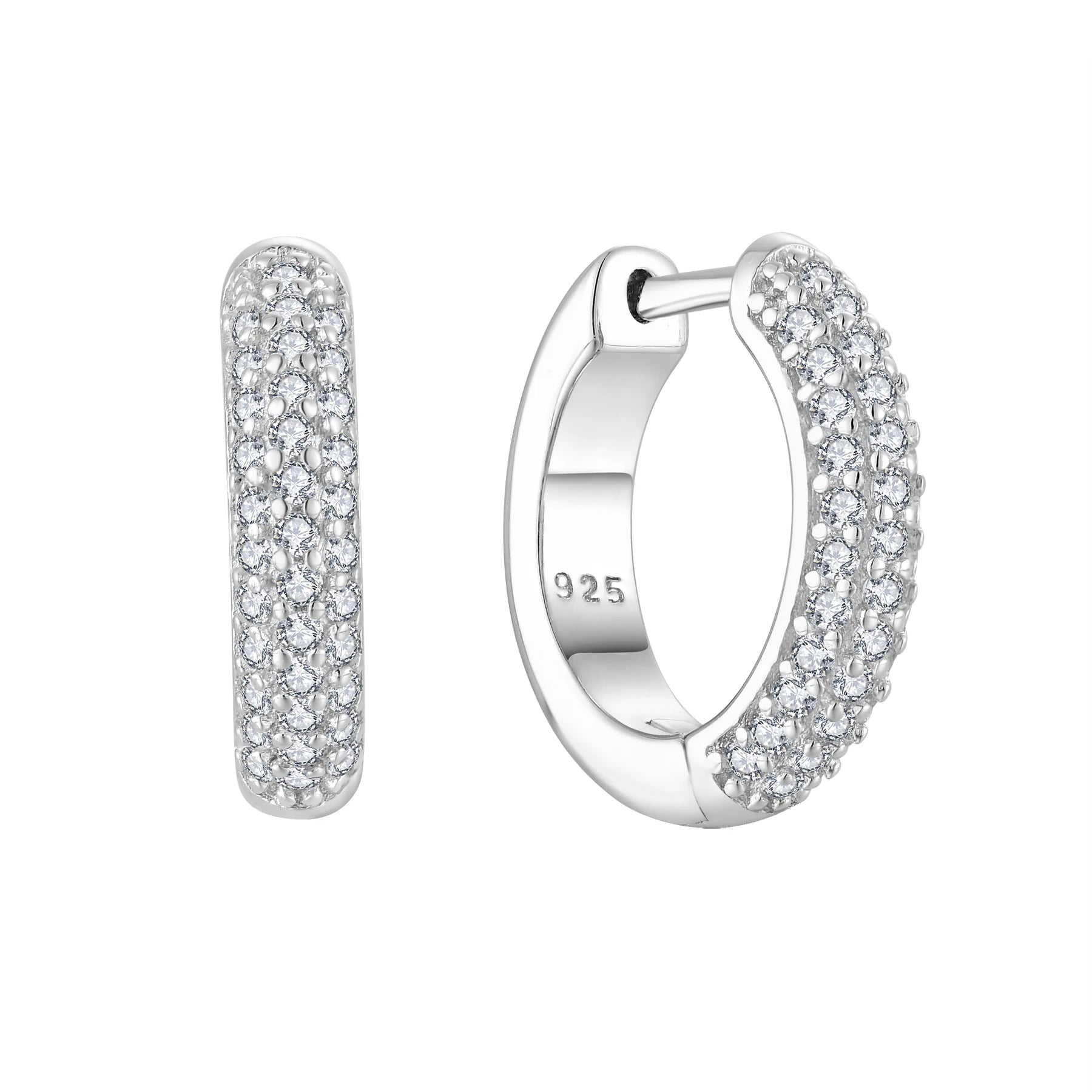 Qingxin Fine Jewelry CUSTOM OEM Wholesale 925 Sterling Silver Cz Cubic Zirconia Rhodium Plated Hoop Earrings for Women