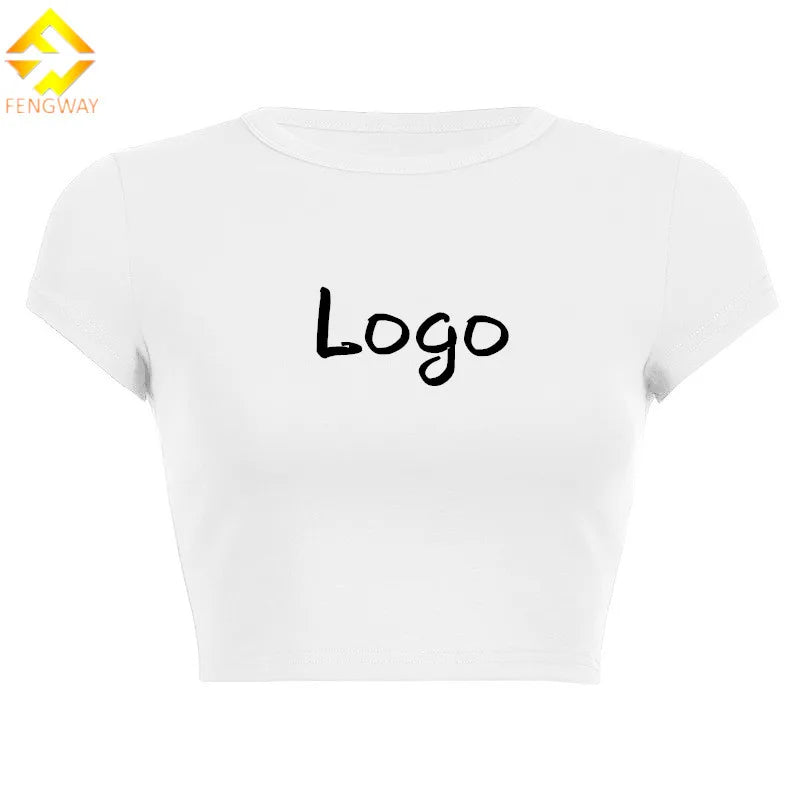 2025 Women Custom Logo Short Sleeve Crop Top Hip Hop Graphic T Shirt Cool Girl Streetwear Tee Shirt