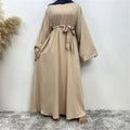 Muslim Abayas Loose Kaftans Prayer Modest Dress With Belt Full Sleeve Islamic Clothing Women Jilbabs Dubai Robe Ramadan Dresses