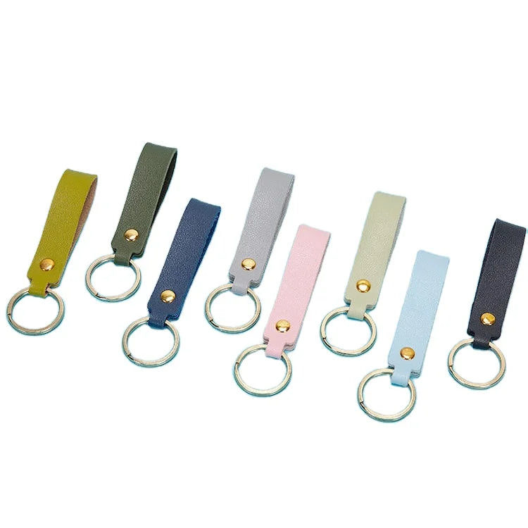Personalized Customized PU Keychain Solid Color Leather Keychain for Promotion Gifts