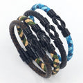 Hip Hop Punk Style Men Simple Thin 8 Shape Infinity Leather Bracelet