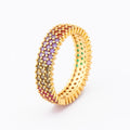 QIKU Fashion Colorful Rhinestone Rings Women Copper Zircon Gold Color Wedding Jewelry Engagement Gift Wholesale Dropshipping