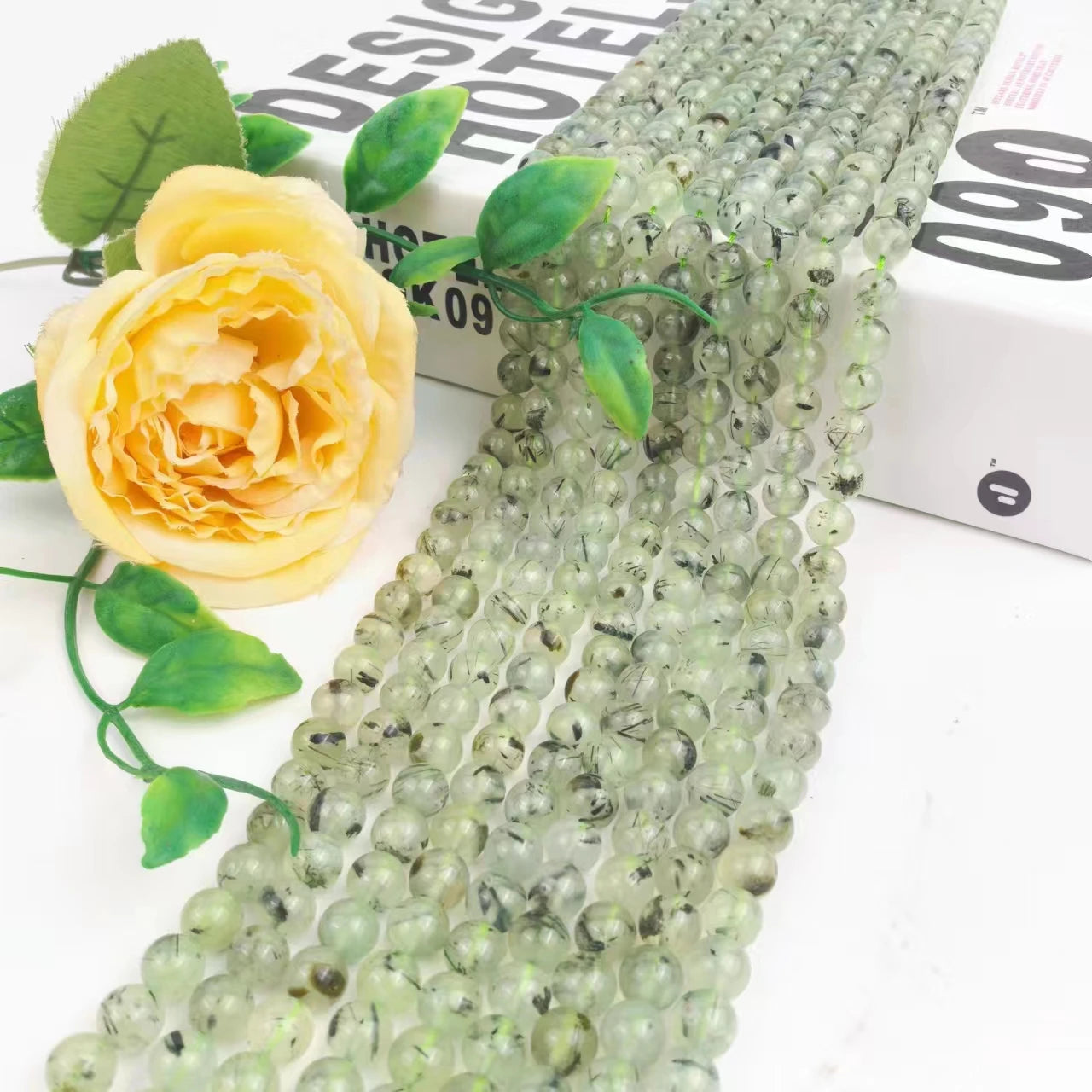 Wholesale Natural Crystal Polishing Jewelry Stone Beads Prehnite Beads for Diy Making