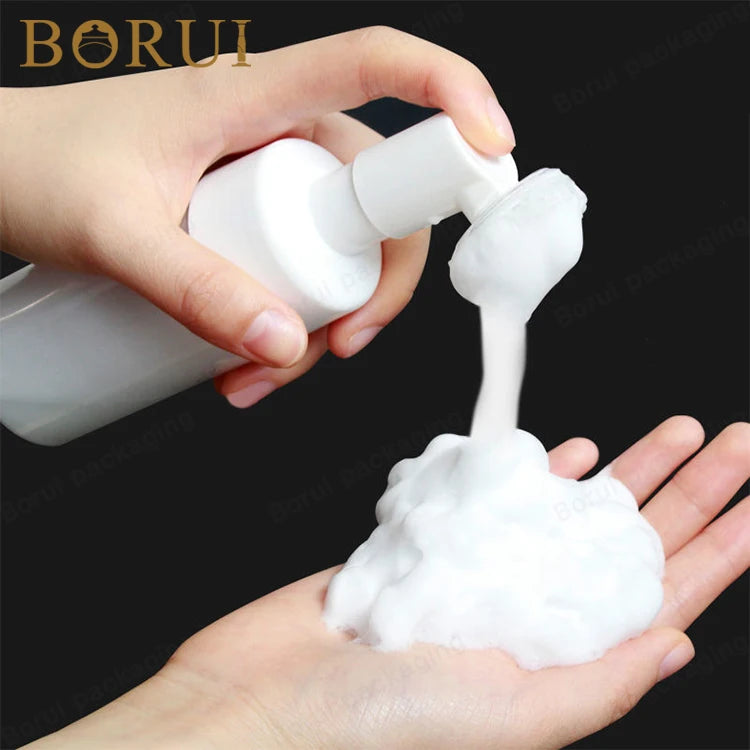 PET 100ml/120ml/200ml Foam Soap & Skin Care Serum Shampoo Plastic Foam Pump Bottle with Silicone Brush
