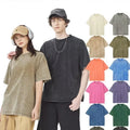 Wholesale 250g Retro Heavy Weight Washed Cotton Streetwear Custom Oversize Drop Shoulder Short Sleeves Men's T Shirt
