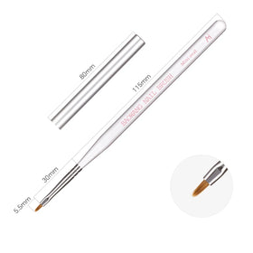 2026 Popular Mini Oval Gel Brush with Clear Acrylic Handle High Quality PET Nylon Hair UV Gel Brush for Nail Salon BW6-5