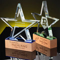 MH-JB191 Custom Engraving Crystal Trophy Blank Crystal Glass Trophy Award Crystal Plaque With Wood Base