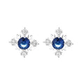 Snow Flower Stud Earrings in Sterling Silver 925 Blue Gemstone Snow Flake Ear Jewelry for Kids