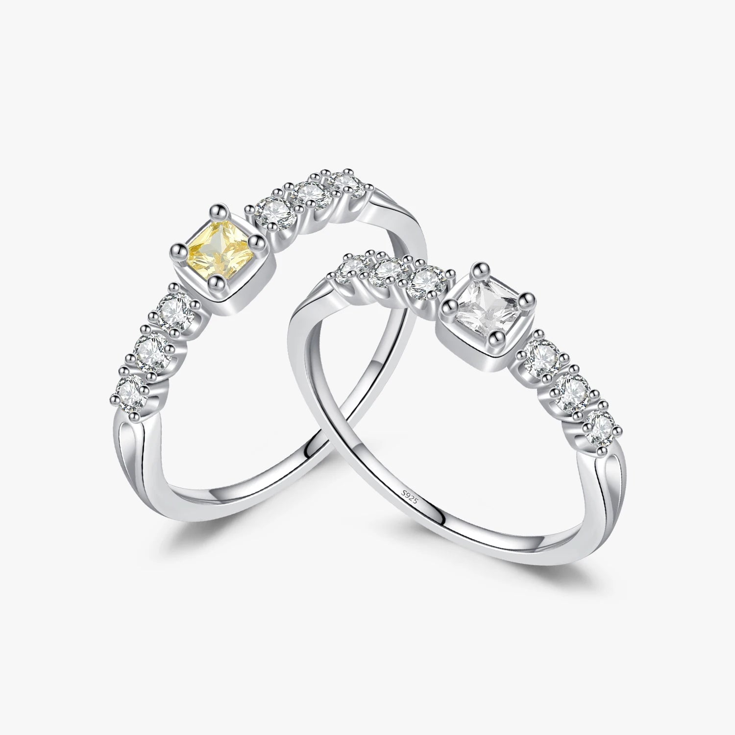 Yellow Clear Dazzling Cubic Zirconia Rings Fine Jewelry 925 Sterling Silver Elegant Sweet Sugar Finger Rings for Women