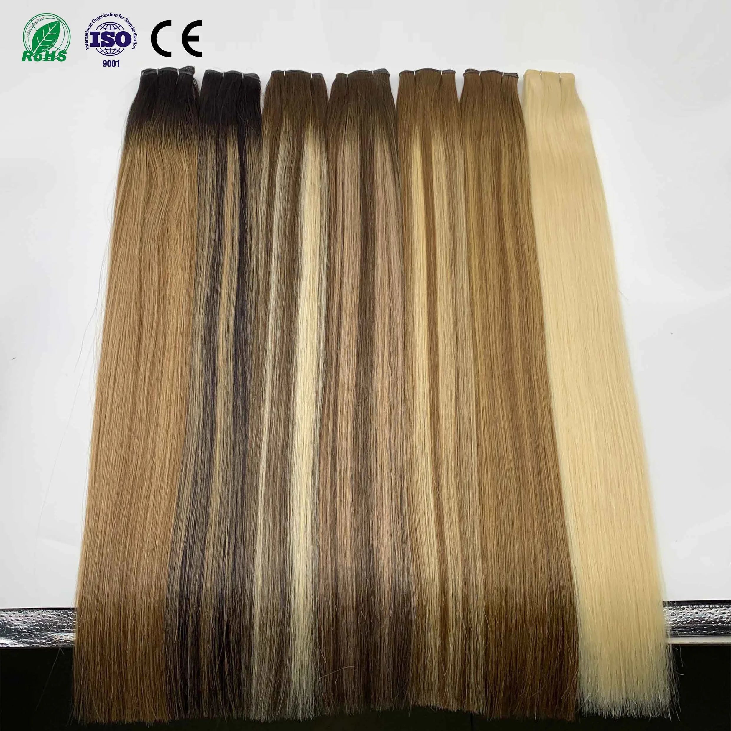 Factory Wholesale 70g Balayage Colors Human Full Cuticle Aligned Virgin European Hair Ready to Ship Invisible Genius Weft Hair