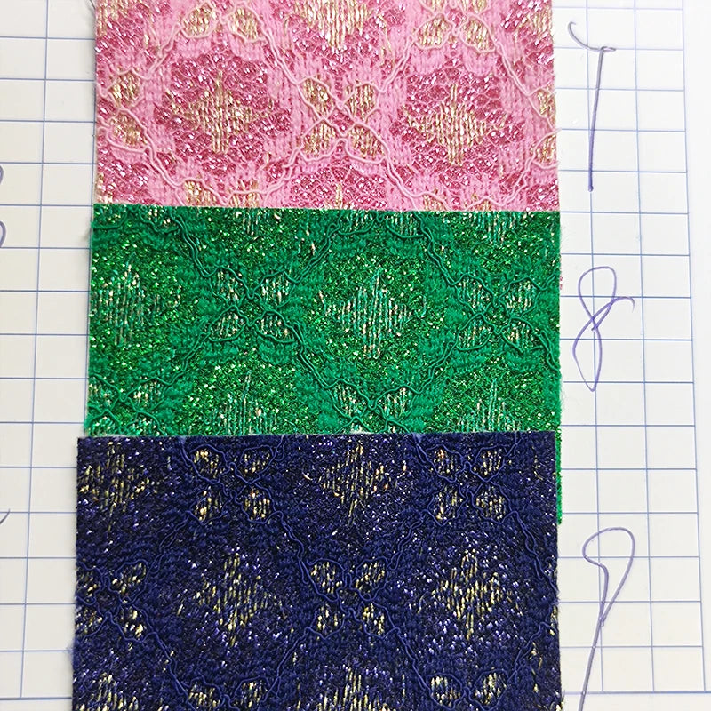 Thin Dark Flower Embroidery Lace Mesh Chunky Glitter Synthetic PU Leather Fabric for Decorative Hair Bows Crafts Sofas Golf