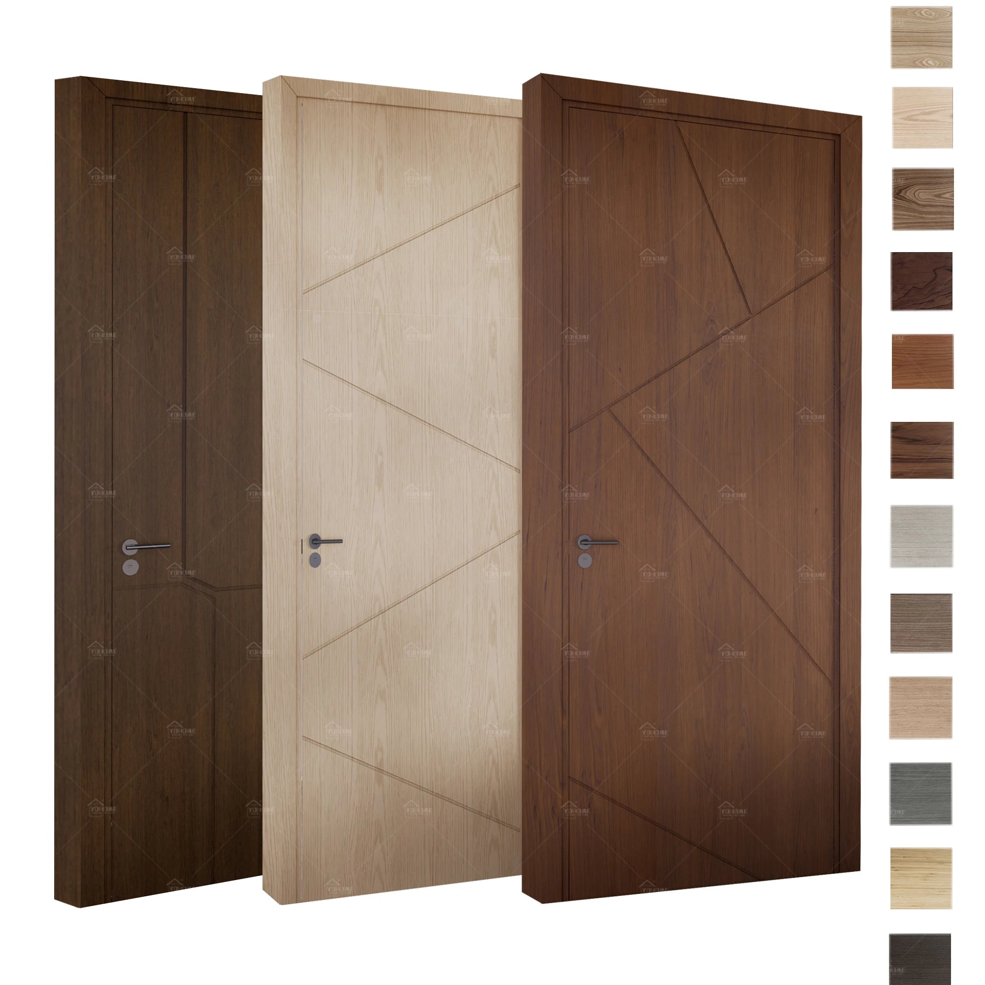 Yohome High Quality Foshan Manufacturer MDF Internal Quality Doors Wooden Veneer Interior Door