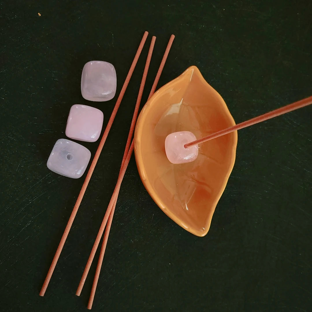 Huiying Cheap Pink Crystal Rose Quartz Incense Holder Set