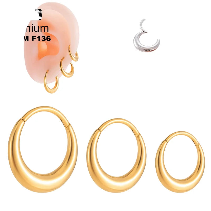 ASTM F136 Titanium Earrings with Septum Hoop Ring Clicker Hinge Cartilage Ear Pierc Basic Style Body Jewelry Piercing Rings