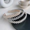 Korean Fashion Women Make up Hair Band Braid Metal White Pearl Headband for Women Girls