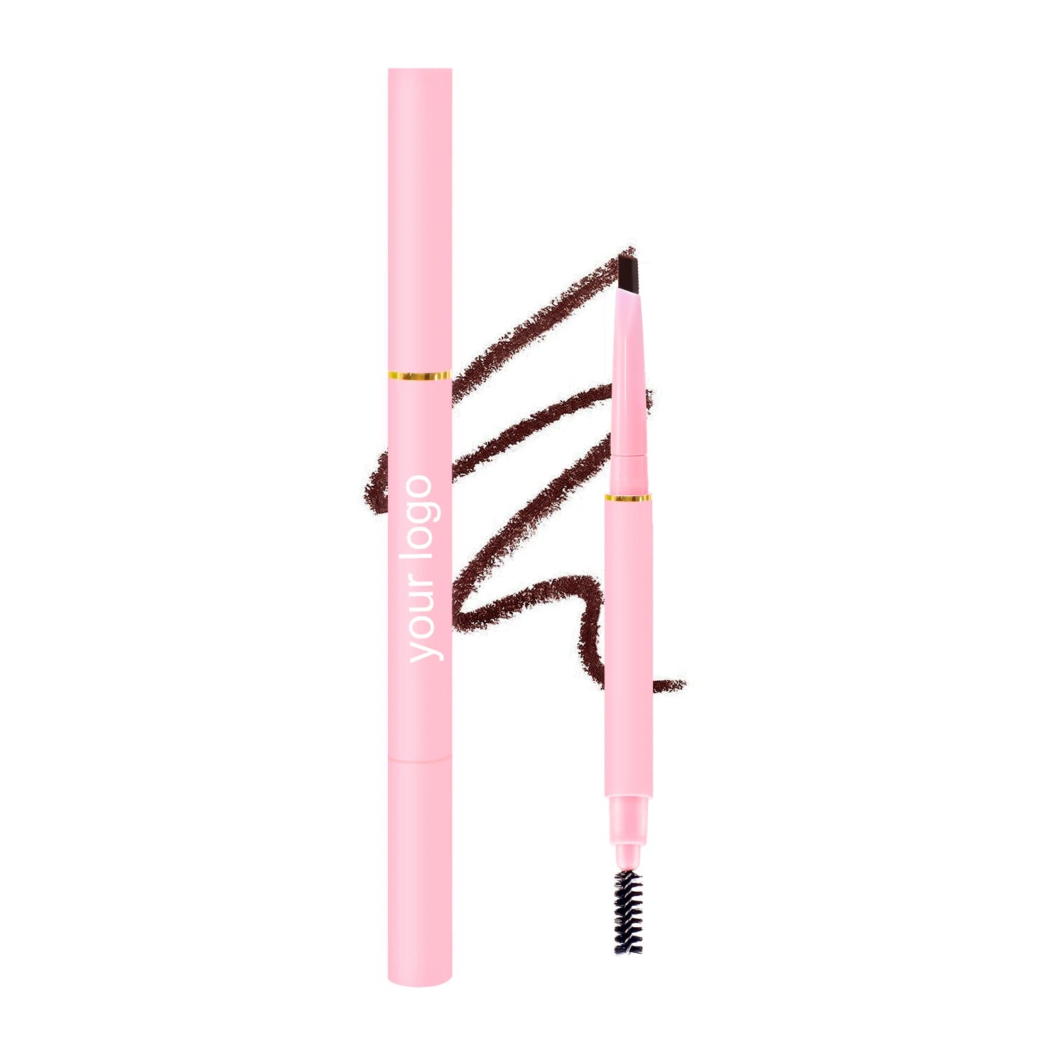 Custom Makeup Triangle Eyebrow Pencil Automatic Waterproof Cosmetics Brow Pencil Double Head Eye Brow Pen With Brush